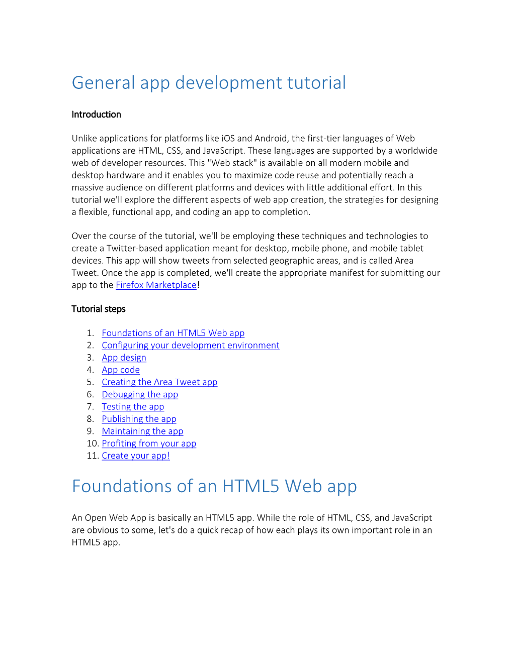 General App Development Tutorial Foundations of an HTML5 Web