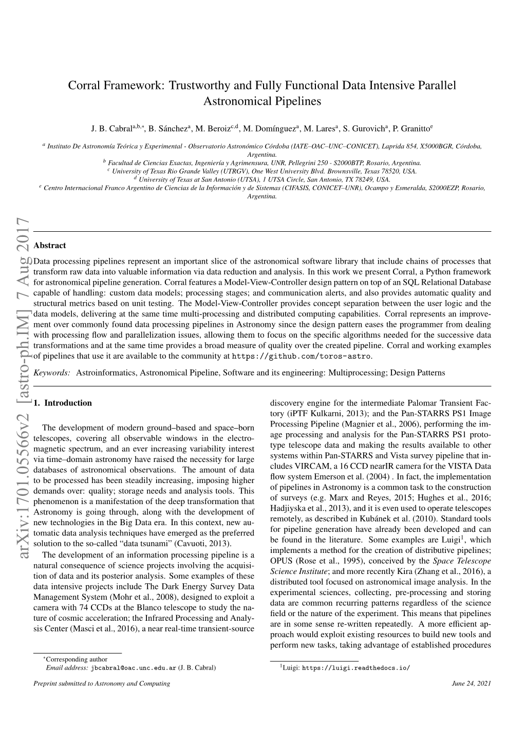 Corral Framework: Trustworthy and Fully Functional Data Intensive Parallel Astronomical Pipelines