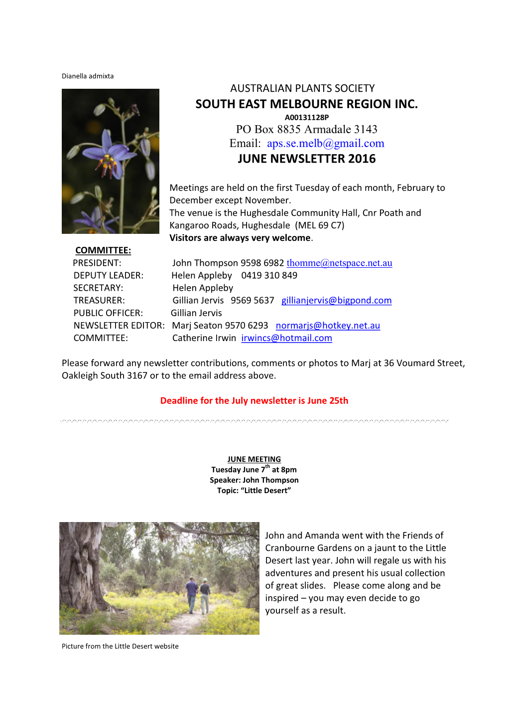 South East Melbourne Region Inc. June Newsletter 2016