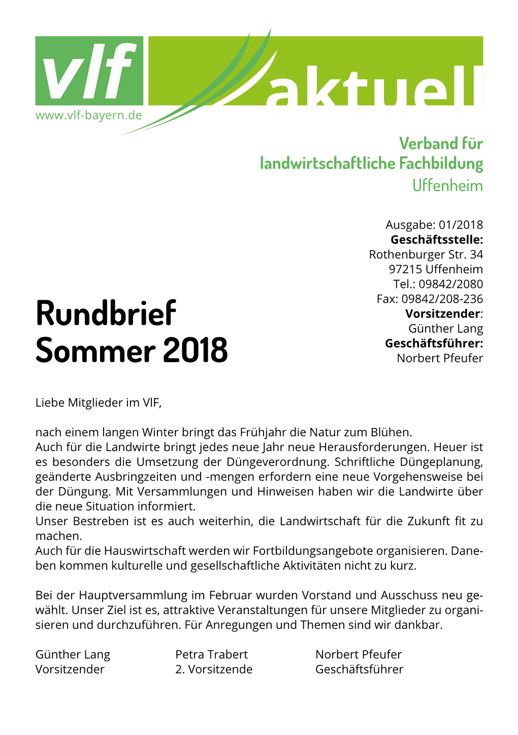 Rundbrief Sommer 2O18