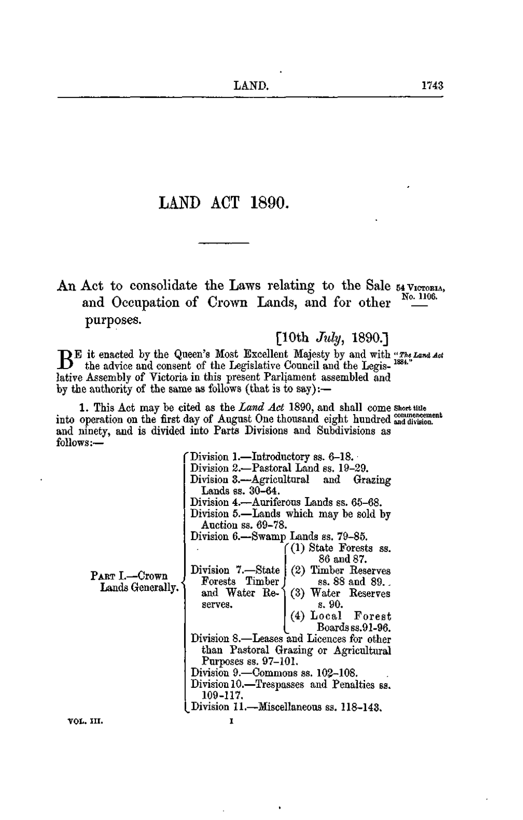 Land Act 1890