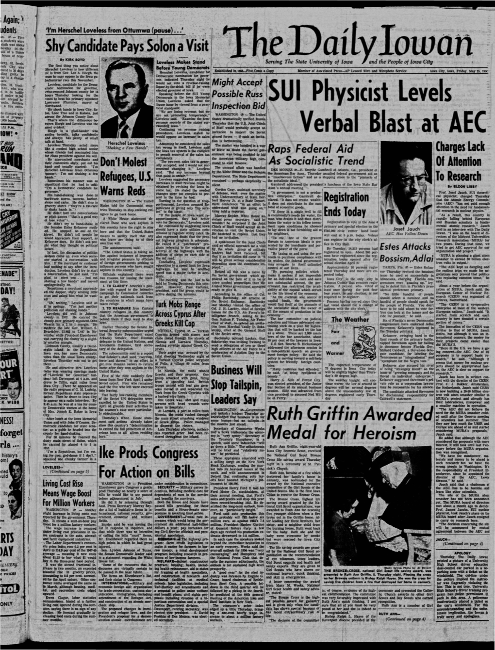 Daily Iowan (Iowa City, Iowa), 1956-05-25
