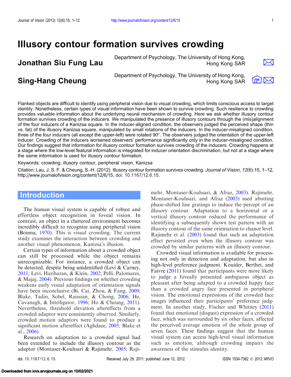 Illusory Contour Formation Survives Crowding