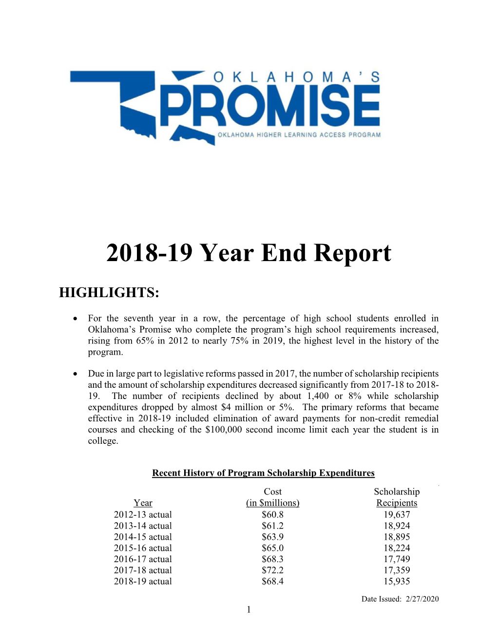2018-19 Year End Report