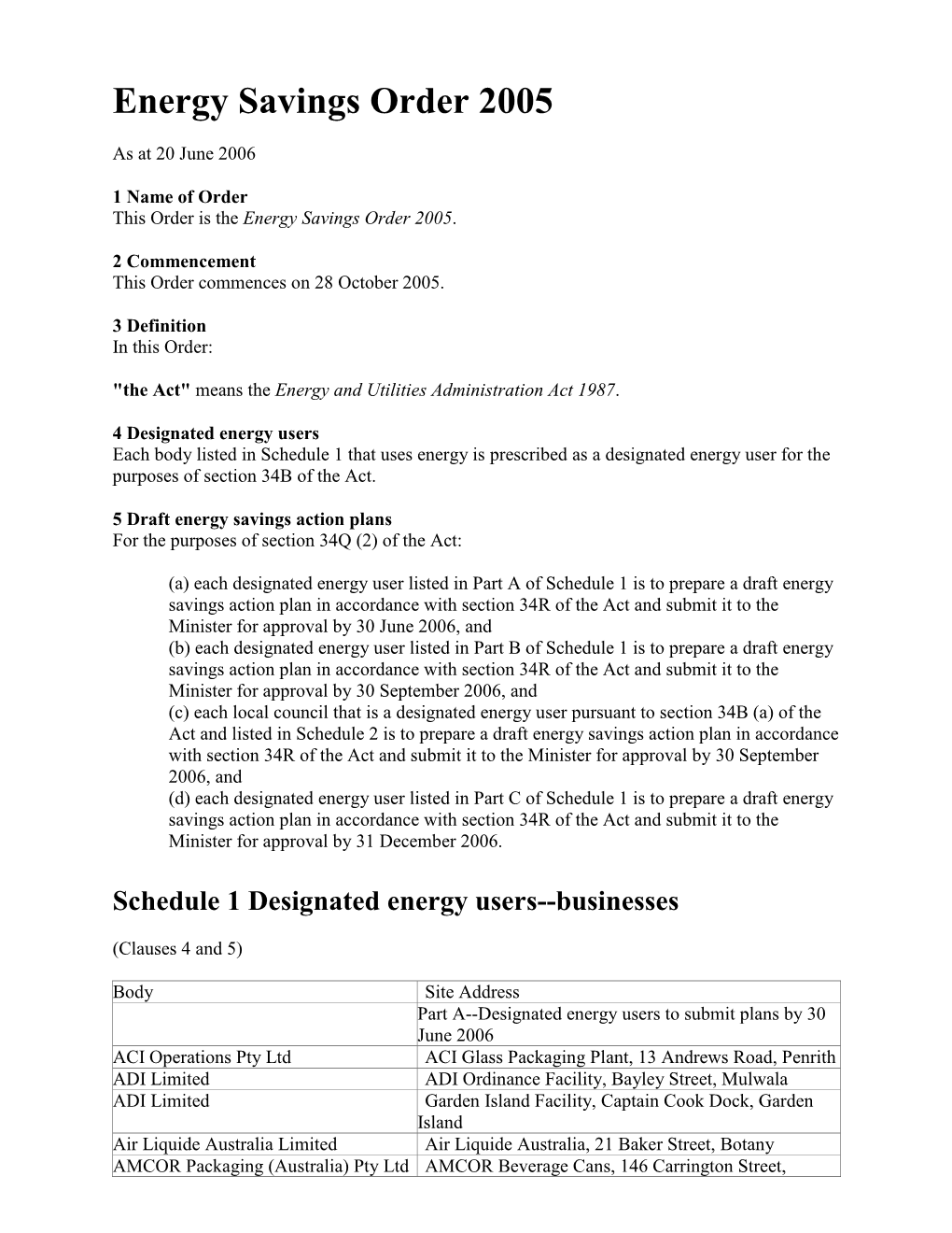 Energy Savings Order 2005