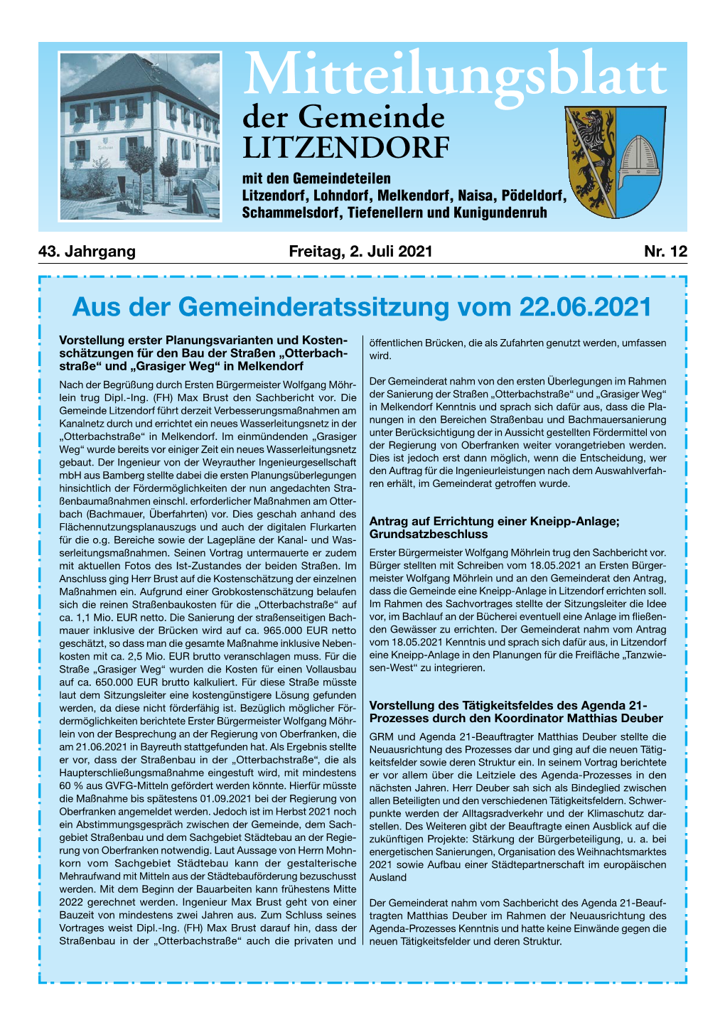 Mitteilungsblatt 12 Vom 02.07.2021