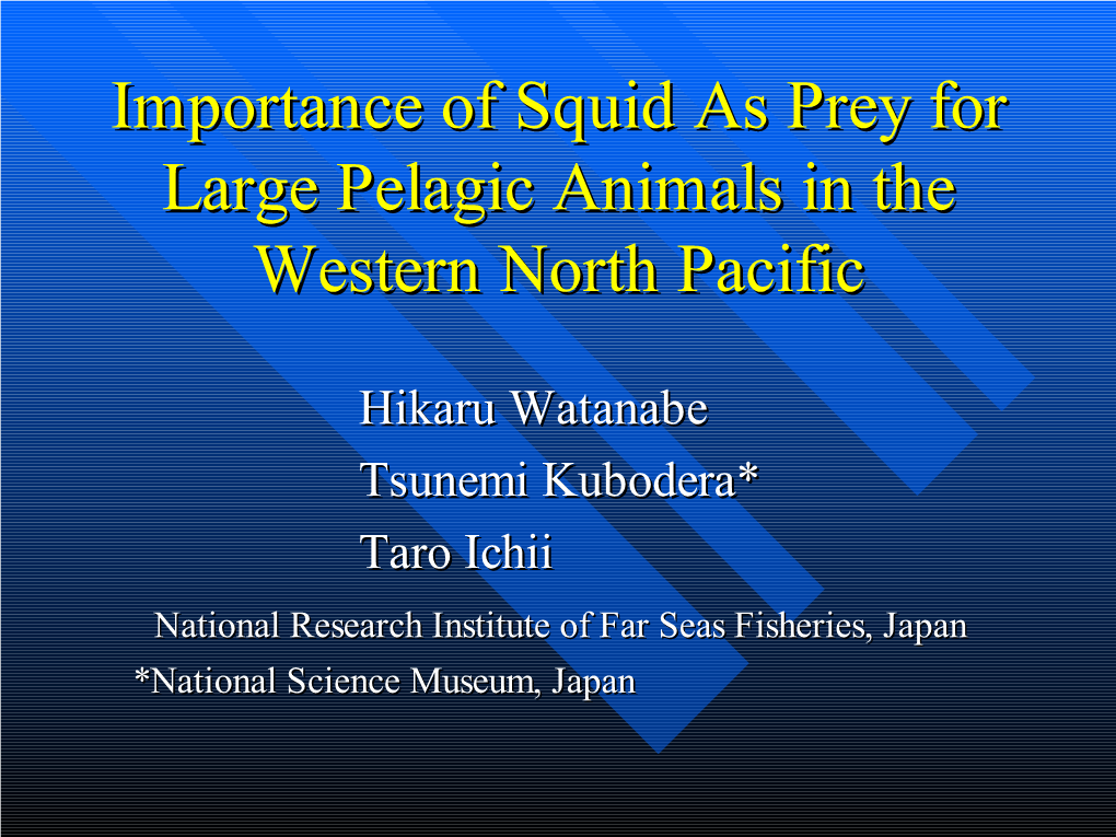 Importance of Squid Prey for Large Pelagic Animals in the Weste