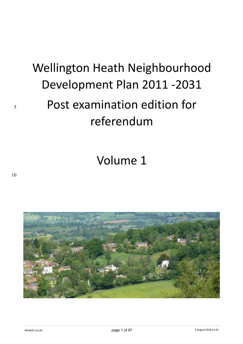 Wellington Heath Neighbourhood Development Plan 2011 -2031 Post