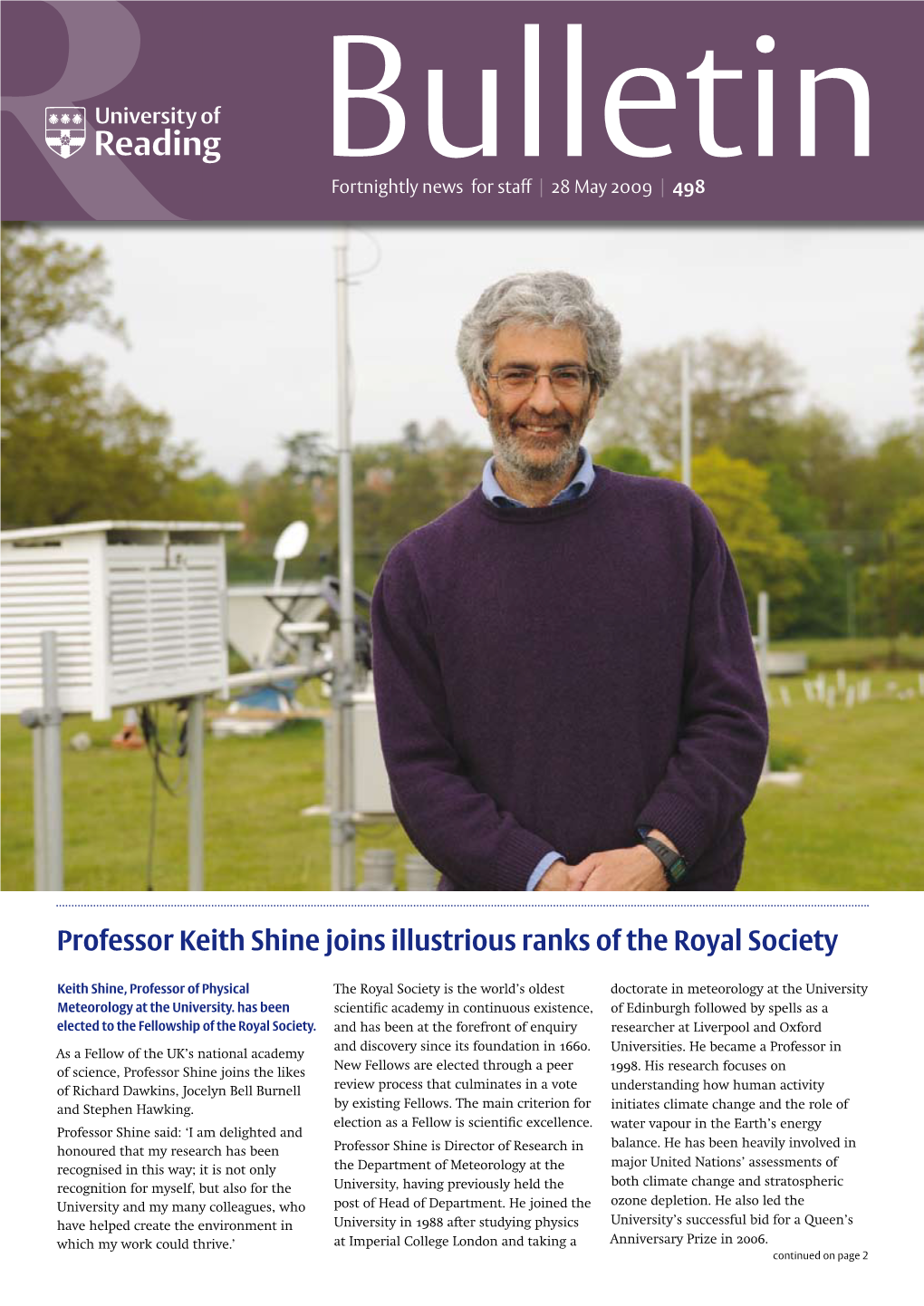 Professor Keith Shine Joins Illustrious Ranks of the Royal Society