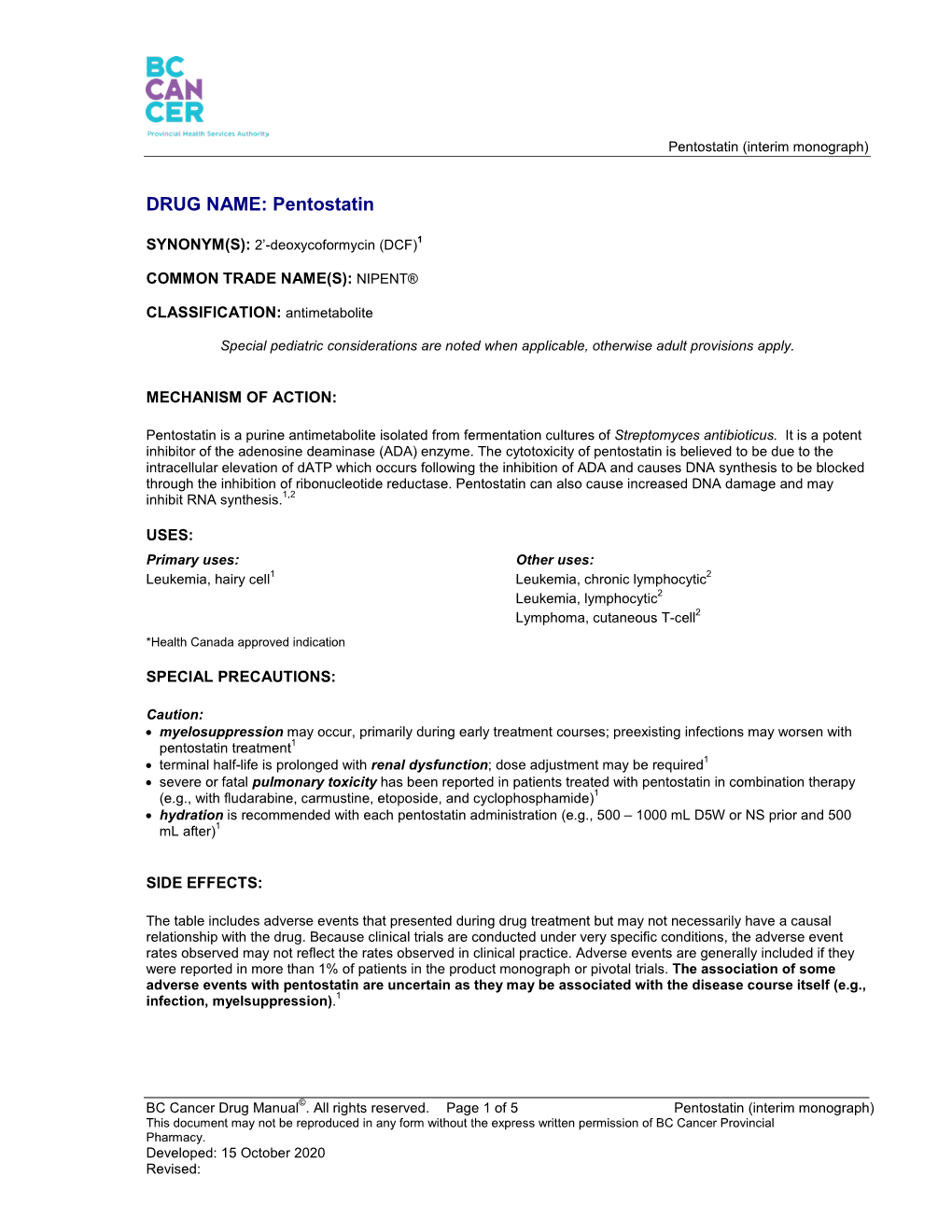 Pentostatin (Interim Monograph)