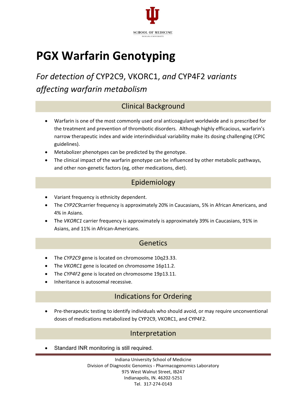 PGX Warfarin Genotyping