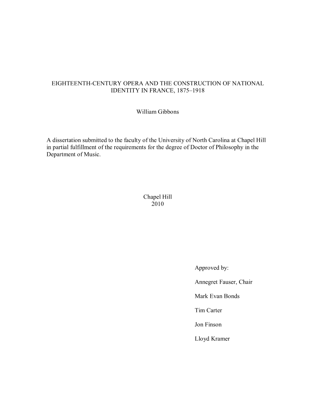 Eighteenth-Century Opera and the Construction of National Identity in France, 1875–1918