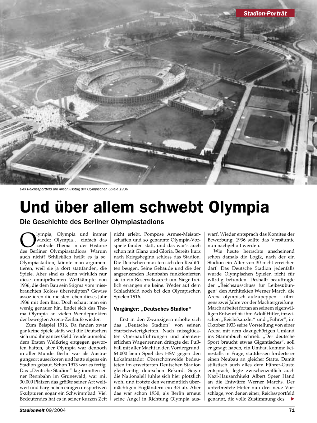 Und Über Allem Schwebt Olympia Die Geschichte Des Berliner Olympiastadions