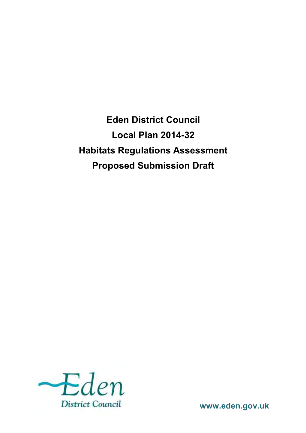 Habitats Regulations Assessment Proposed Submission Draft