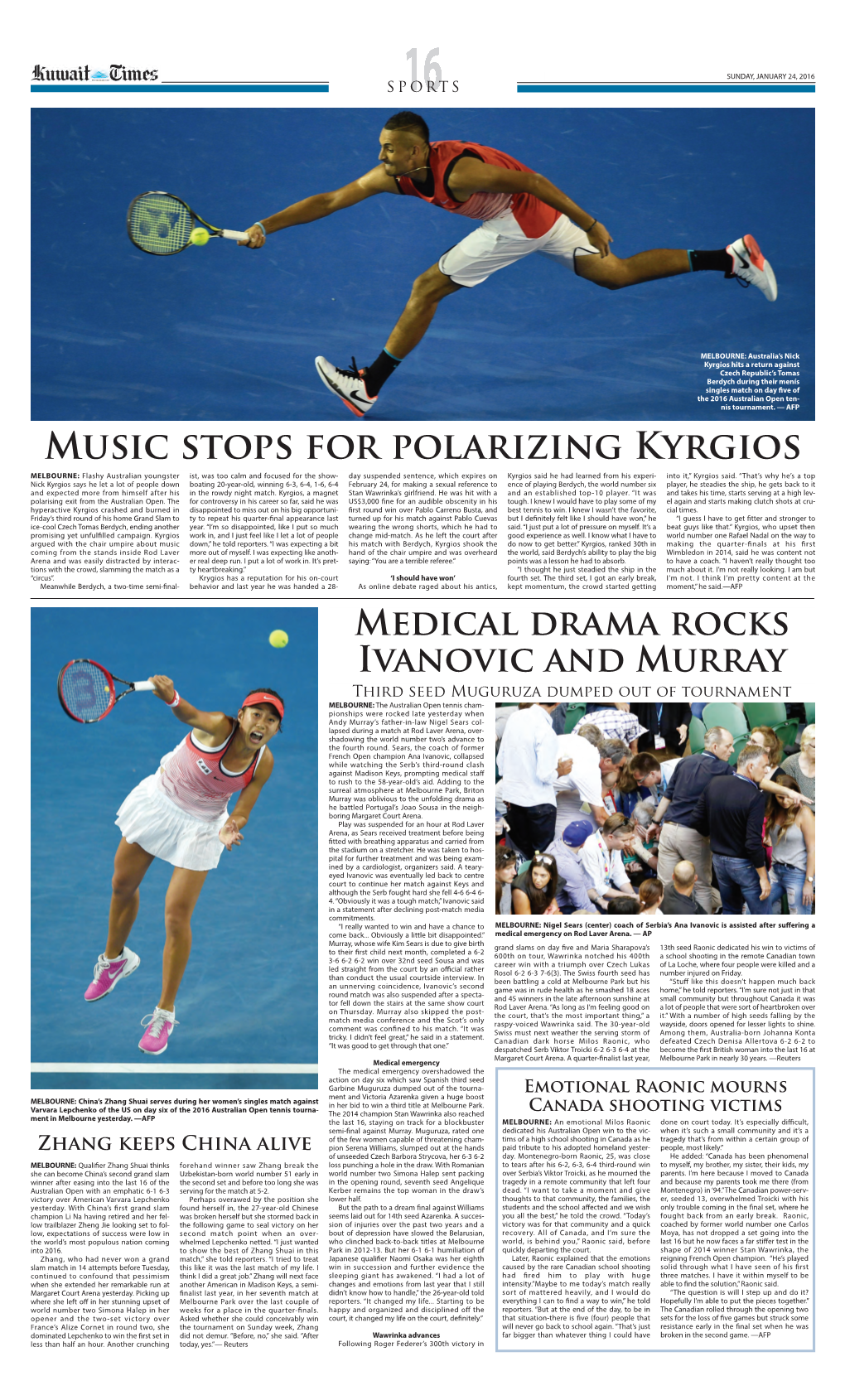 Music Stops for Polarizing Kyrgios