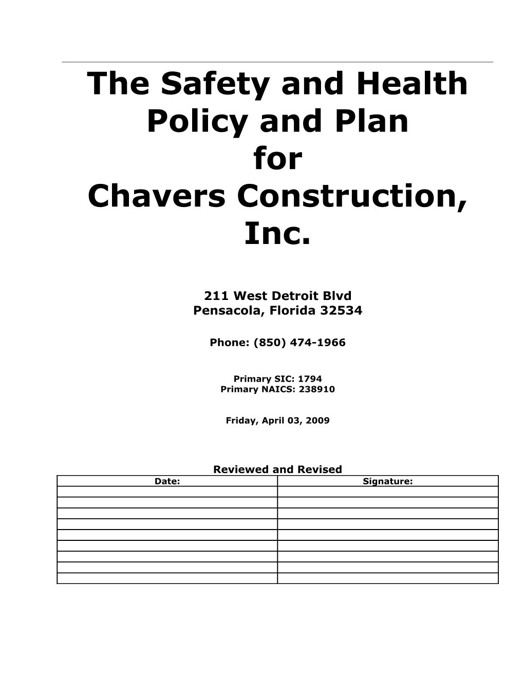 The Safety and Health Policy and Plan s1