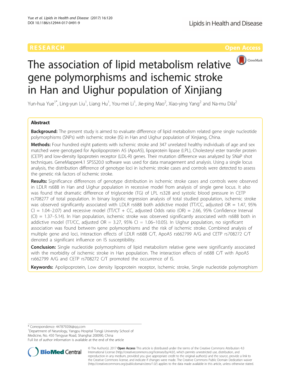 The Association of Lipid Metabolism Relative Gene Polymorphisms And