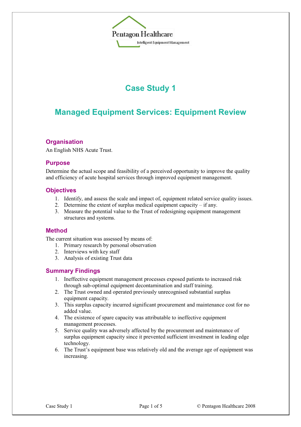 Managed Equipment Services a Case Study