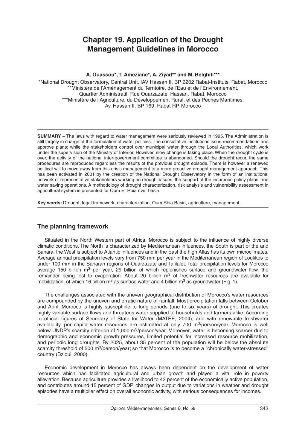 Chapter 19 Application of the Drought Management Guidelines in Morocco