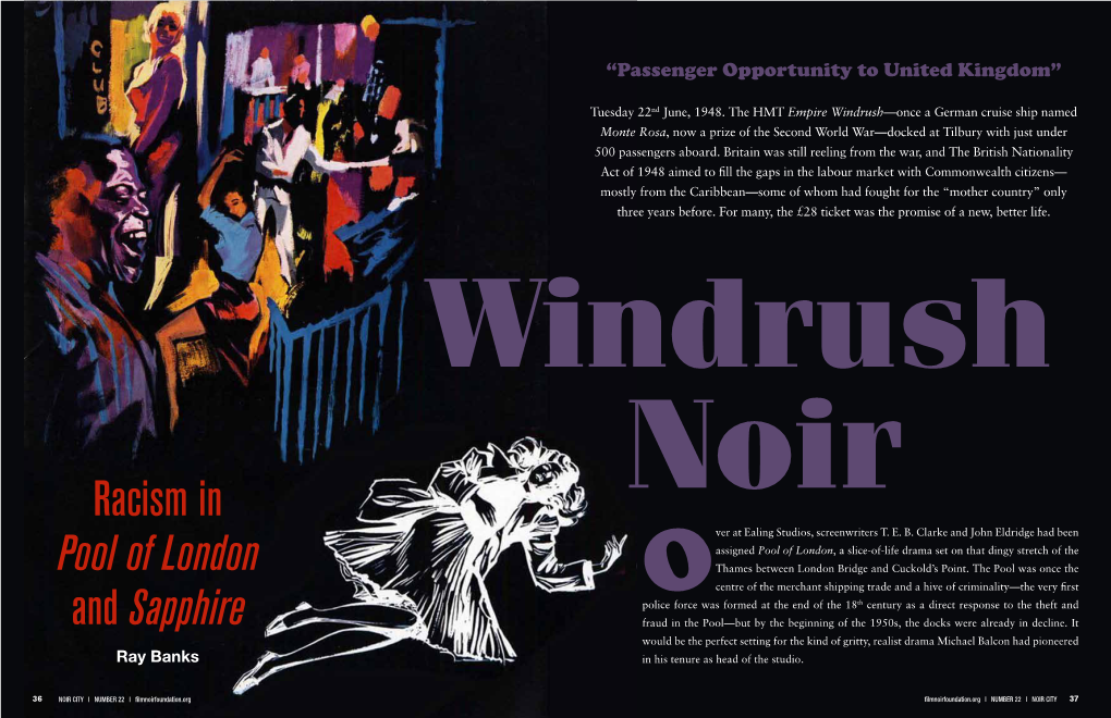 Windrush Noir: Racism in Pool of London and Sapphire