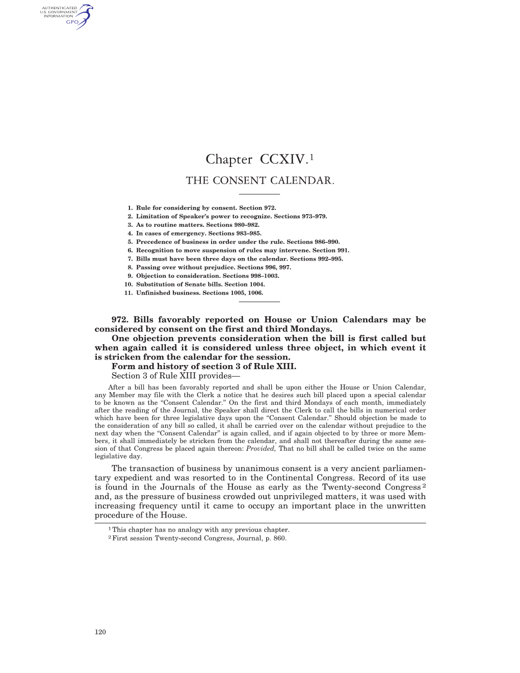 Chapter CCXIV.1 the CONSENT CALENDAR