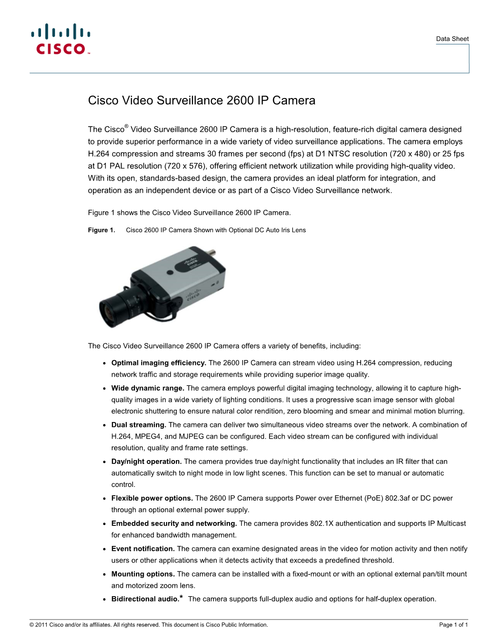 Cisco Video Surveillance 2600 IP Camera