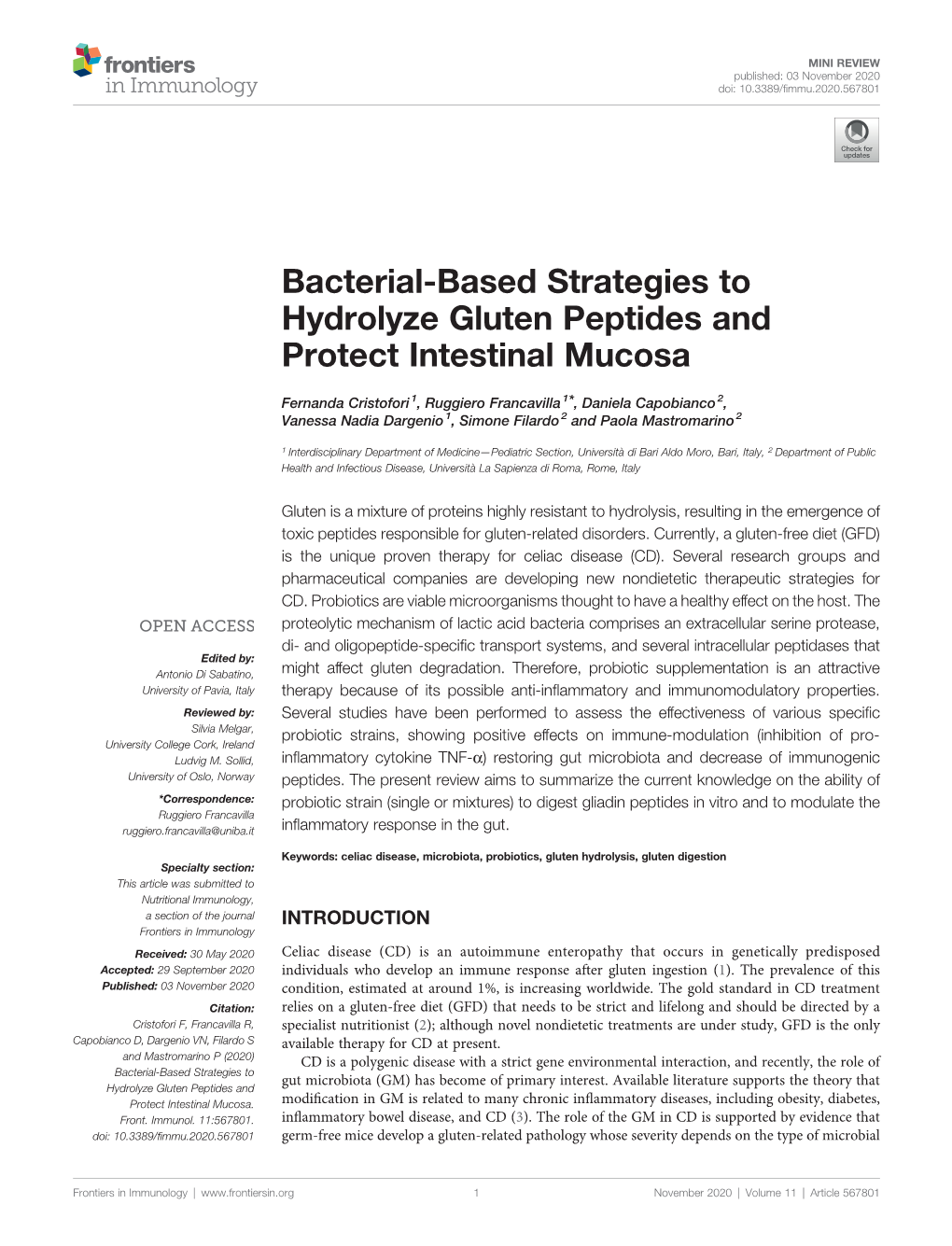 Bacterial-Based Strategies to Hydrolyze Gluten Peptides and Protect Intestinal Mucosa