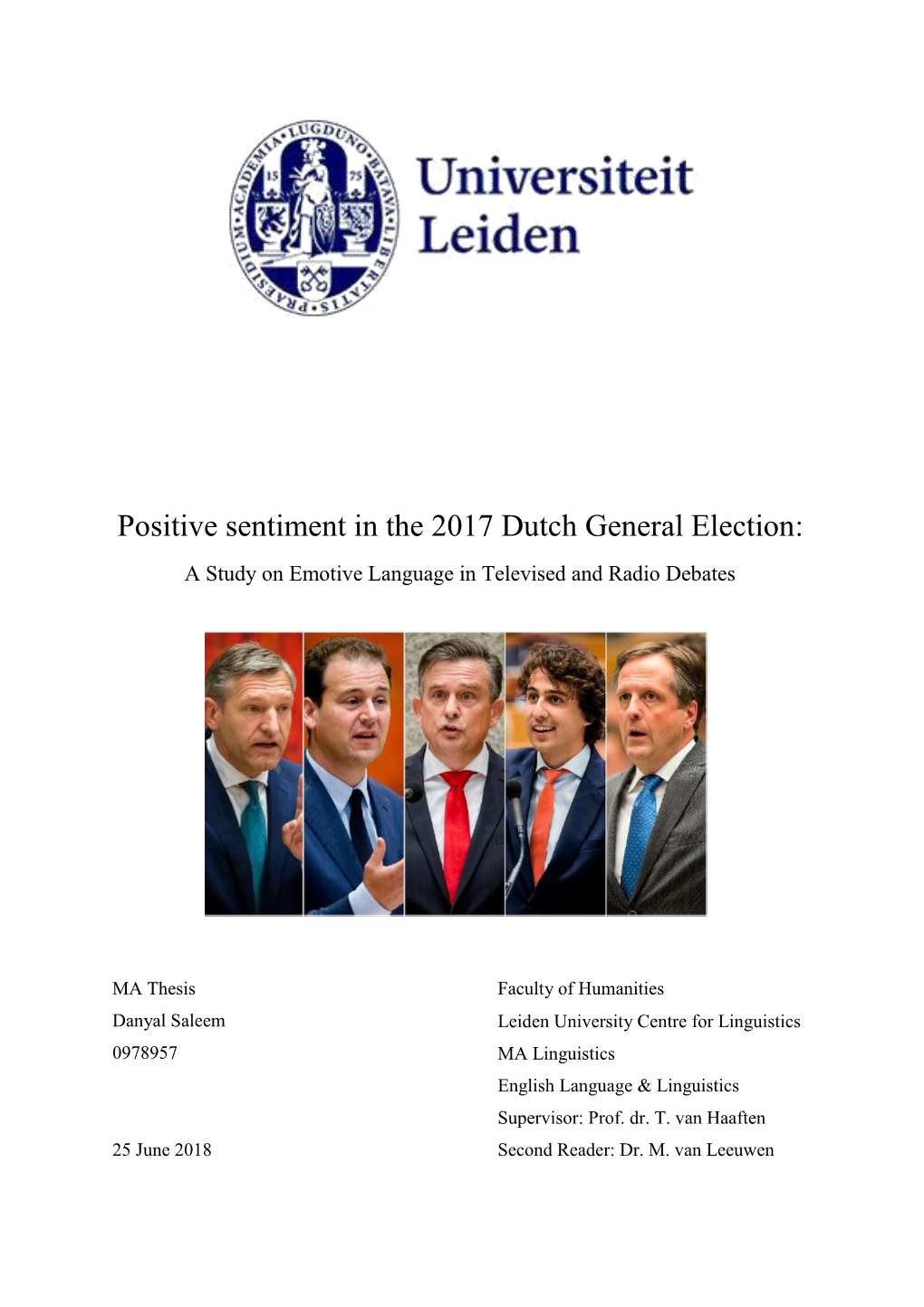 Positive Sentiment in the 2017 Dutch General Election