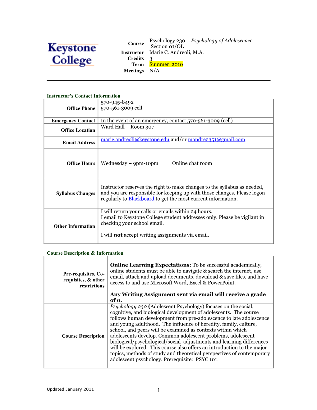 Syllabus Template - Online Learning s1