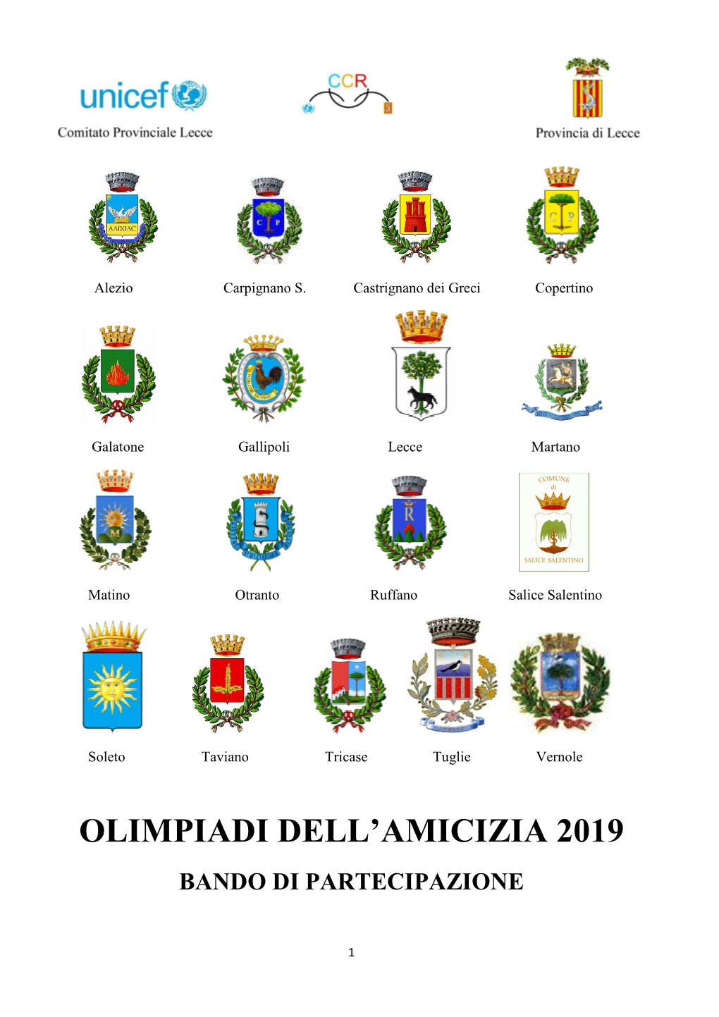 Bando Olimpiadi Amicizia 2019 1 Corretto