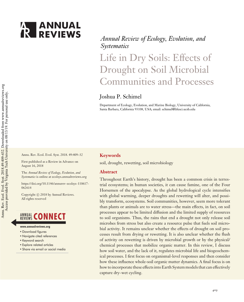 Life in Dry Soils: Effects of Drought on Soil Microbial Communities and Processes