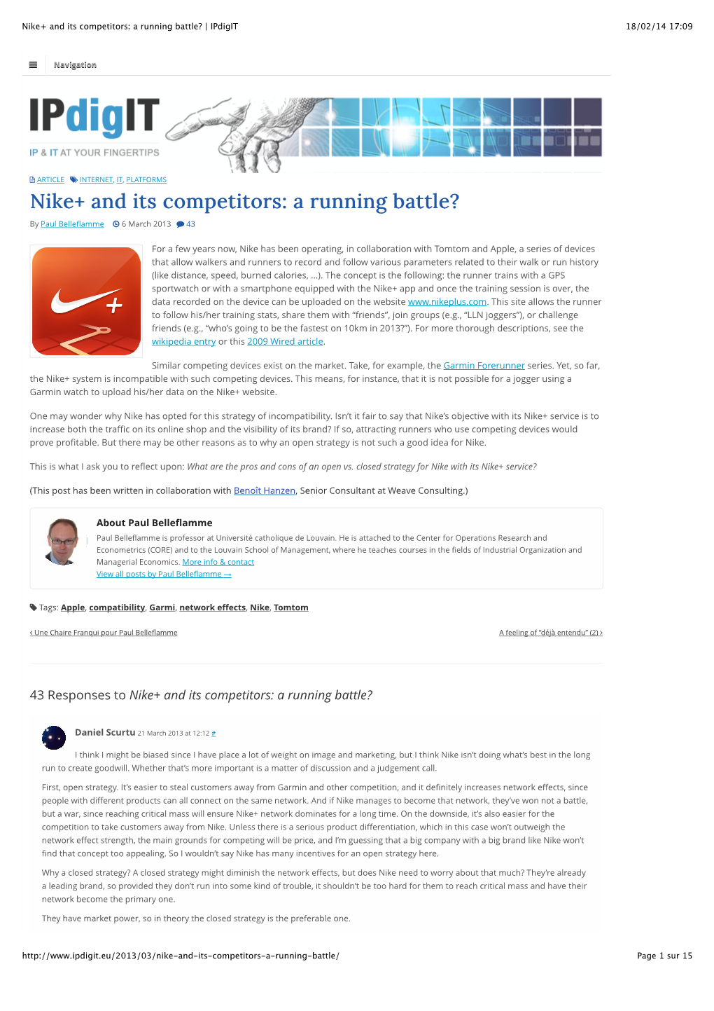 Nike+ and Its Competitors: a Running Battle? | Ipdigit 18/02/14 17:09