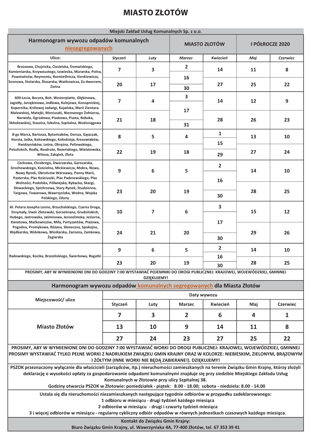 Harmonogram Wywozu Odpadów Komunalnych ZGK.Indd