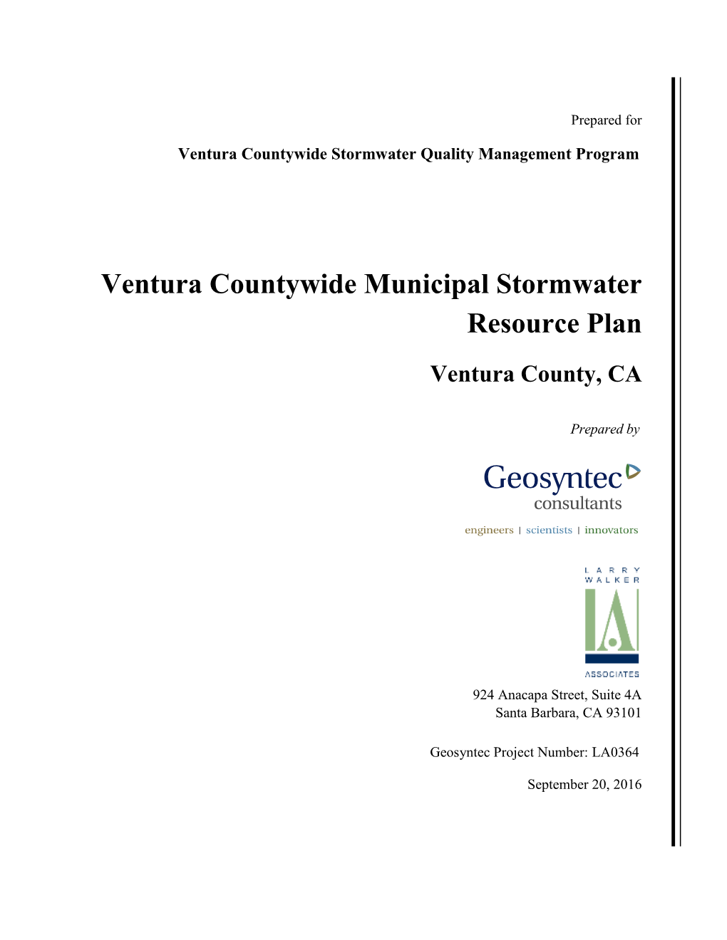 Ventura County Stormwater Resources Plan