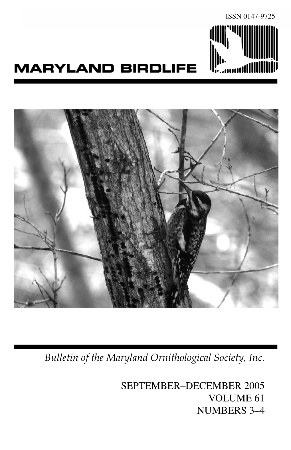 Bulletin of the Maryland Ornithological Society, Inc. SEPTEMBER