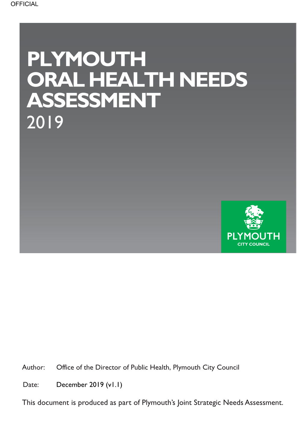 Plymouth Oral Health Needs Assessment (2019)