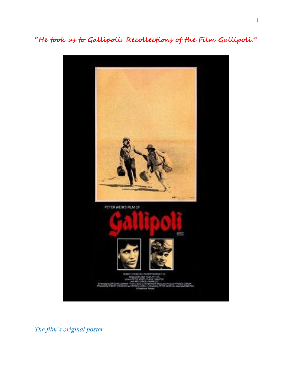 He Took Us to Gallipoli (Recollection)