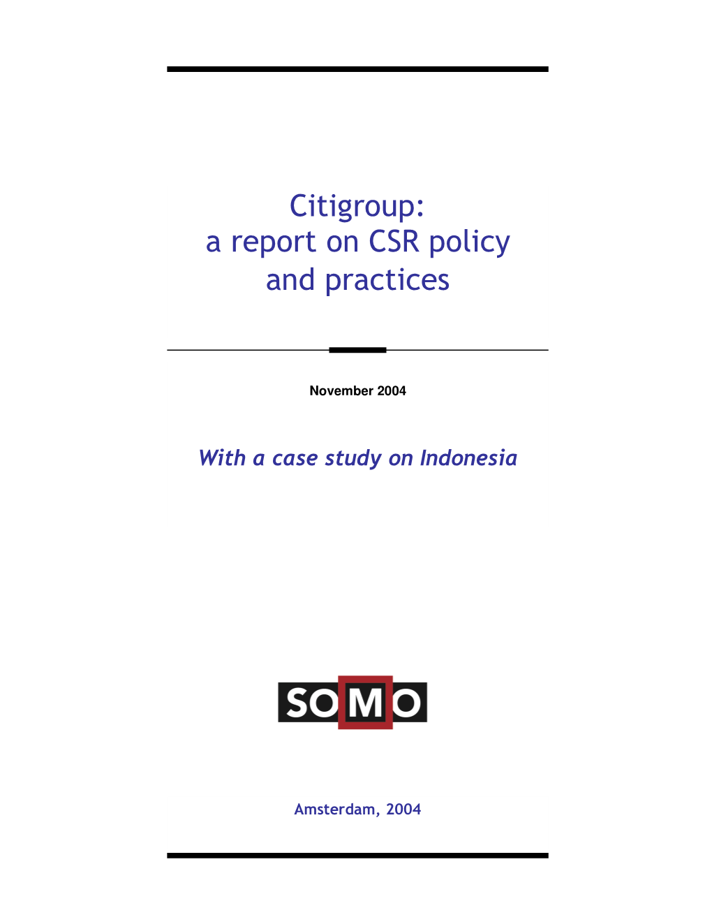 Citigroup: a Report on CSR Policy and Practices