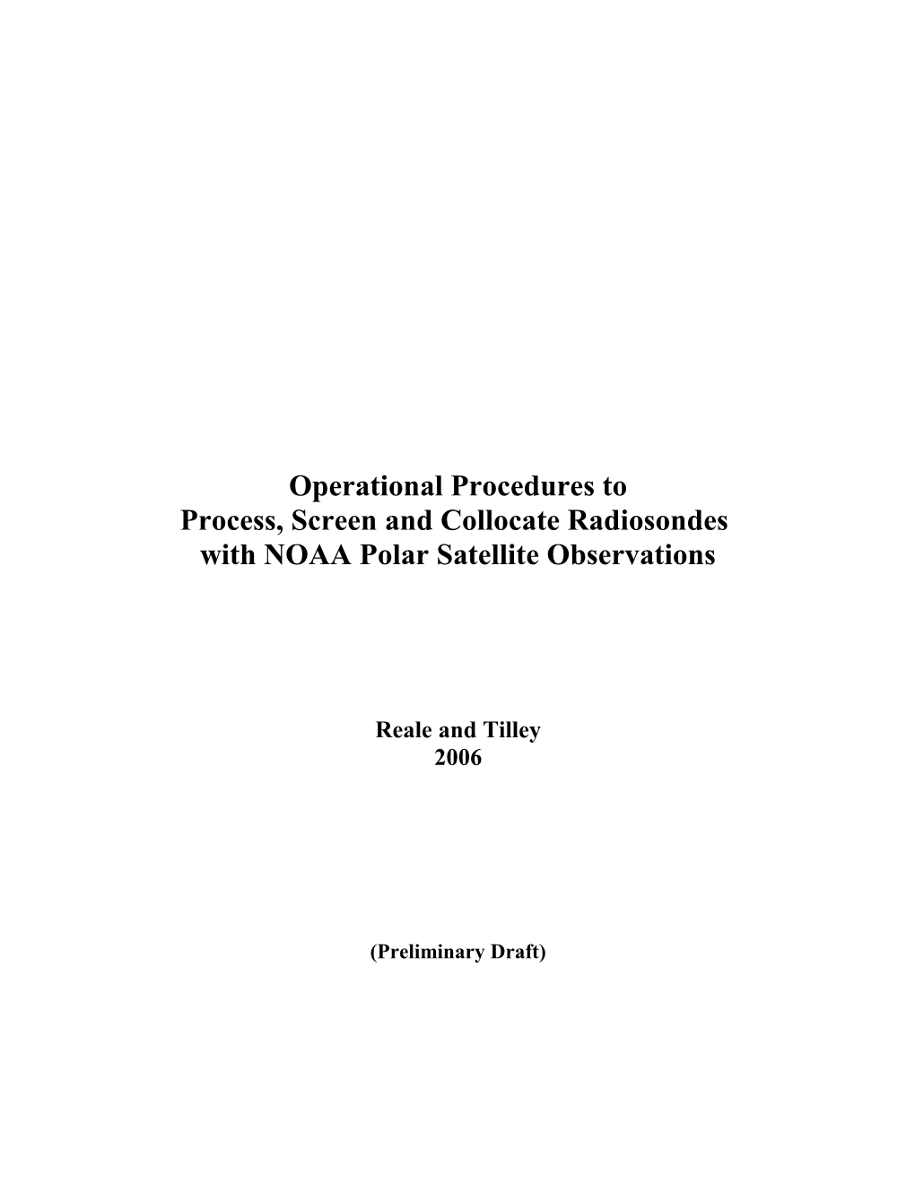 Operational Procedures To