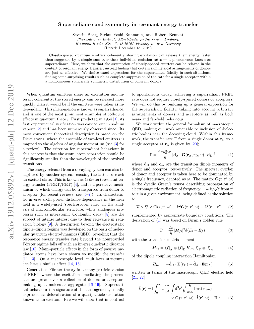 Superradiance and Symmetry in Resonant Energy Transfer