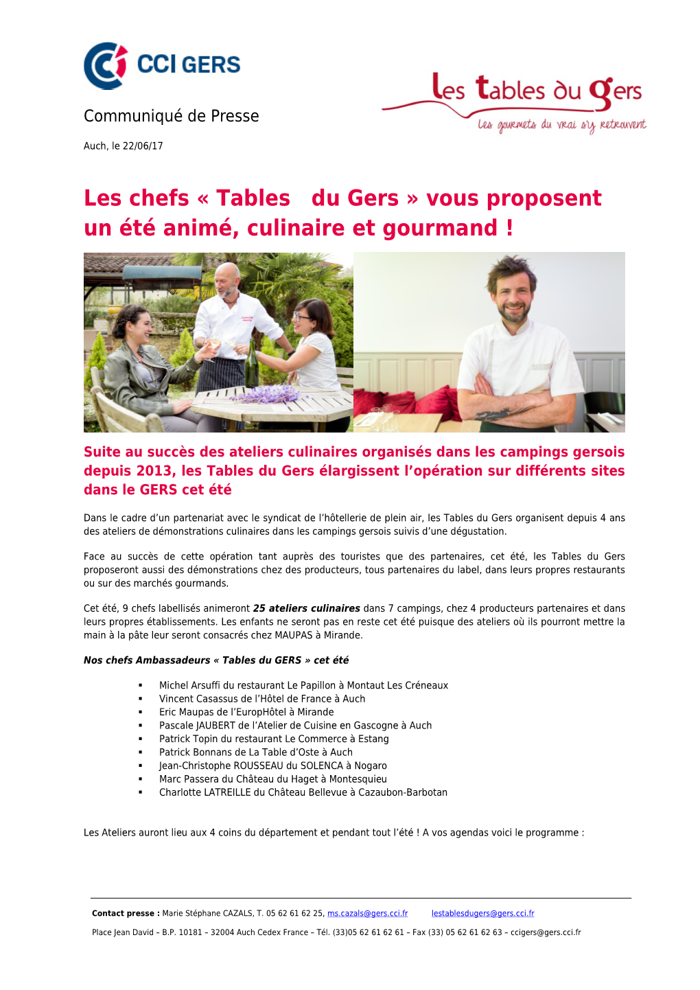 Les Chefs « Tables Du Gers » Vous Proposent Un Été Animé, Culinaire Et Gourmand !