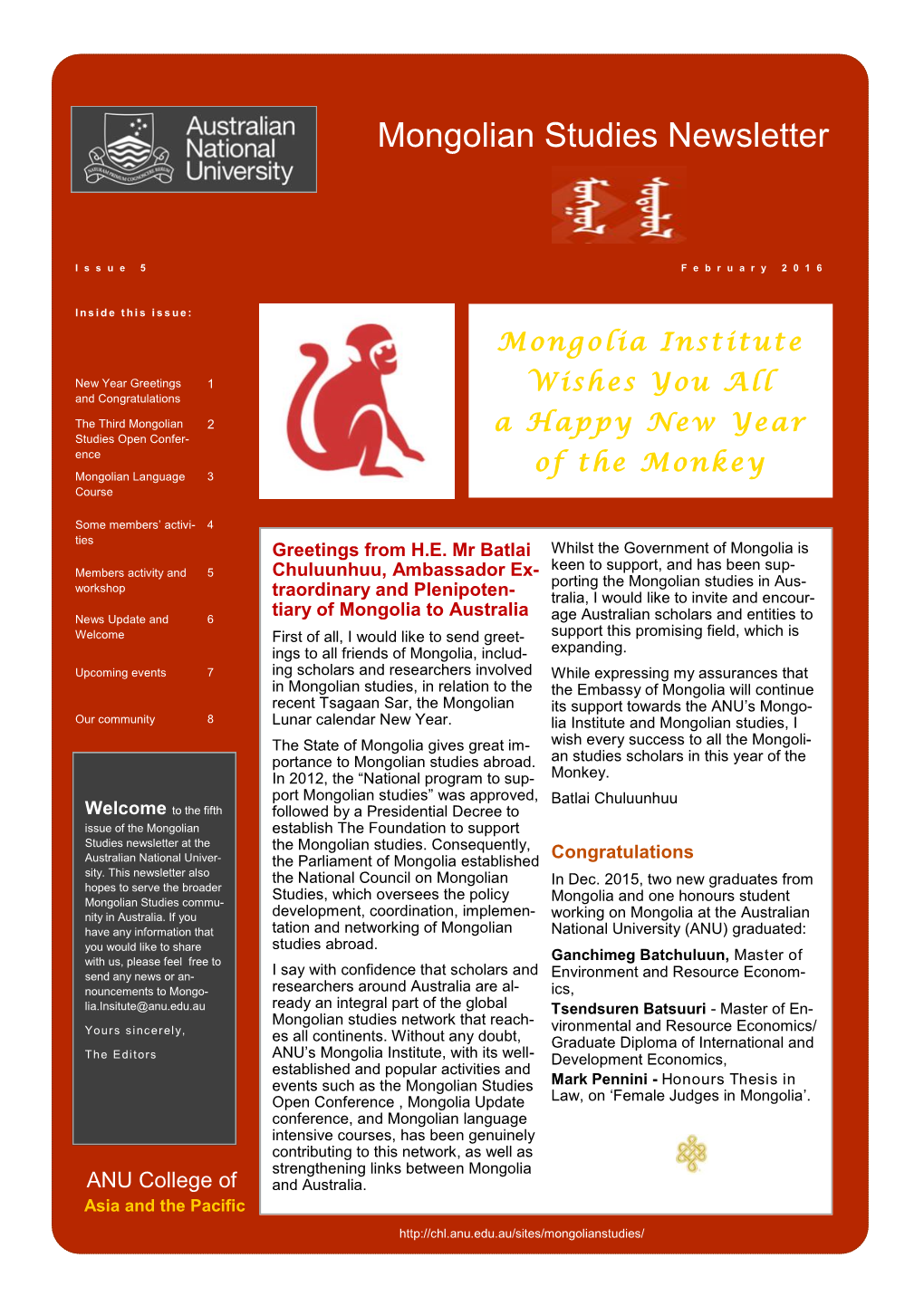 Mongolian Studies Newsletter