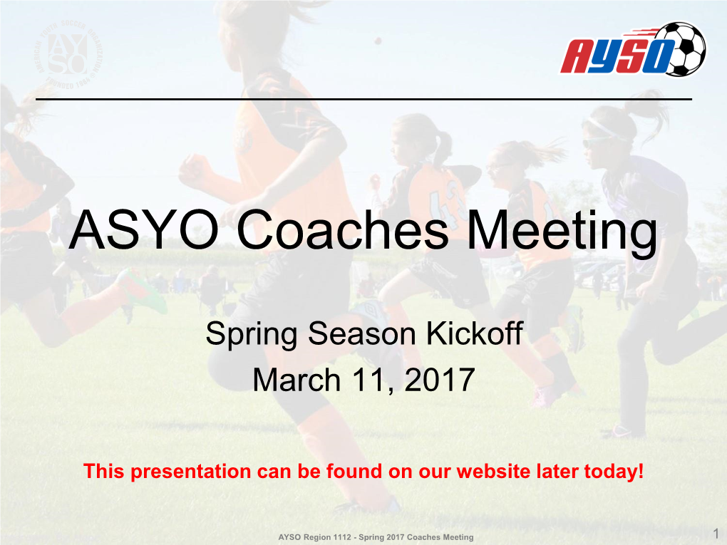 ASYO Coaches Meeting