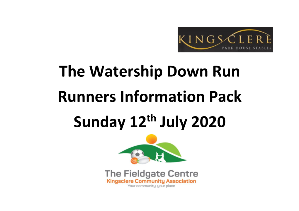 The Watership Down Run Runners Information Pack Sunday 12 July 2020