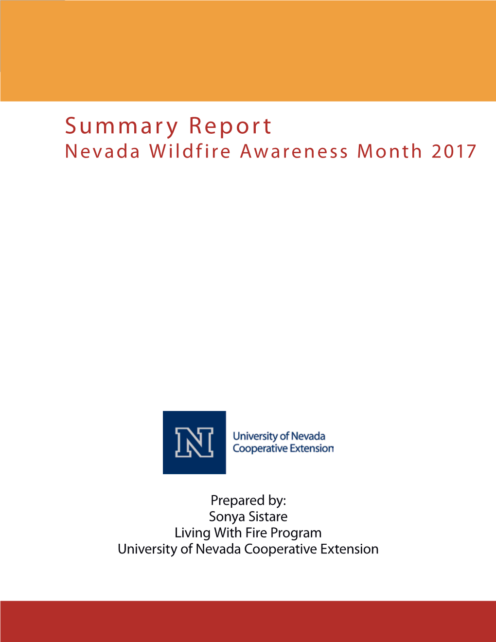 Summary Report Nevada Wildfire Awareness Month 2017