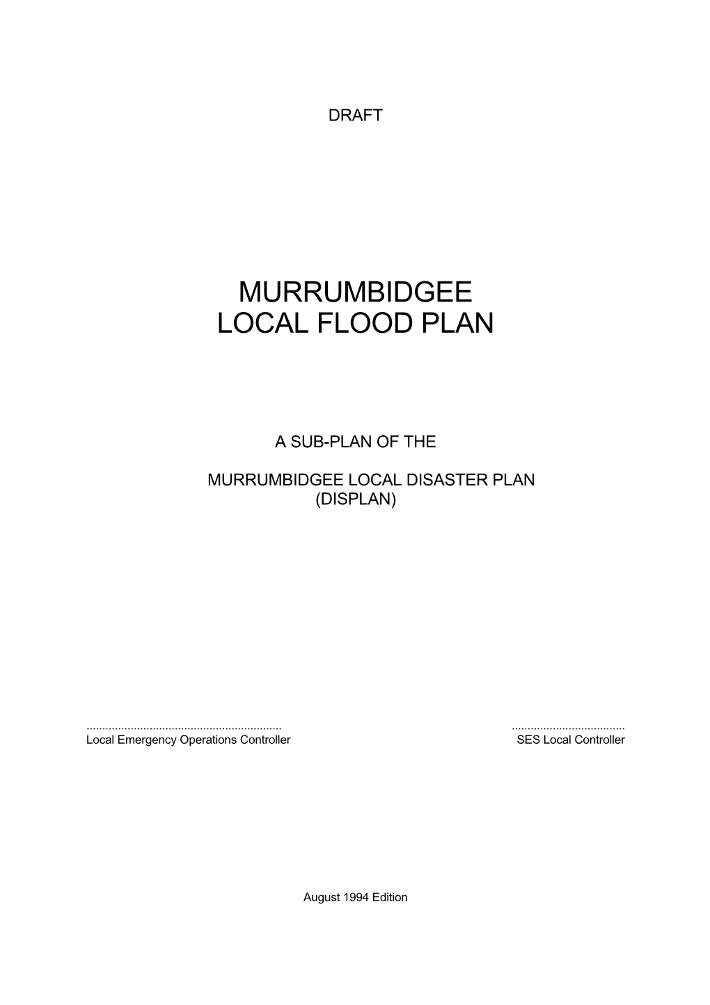 Murrumbidgee Local Flood Plan