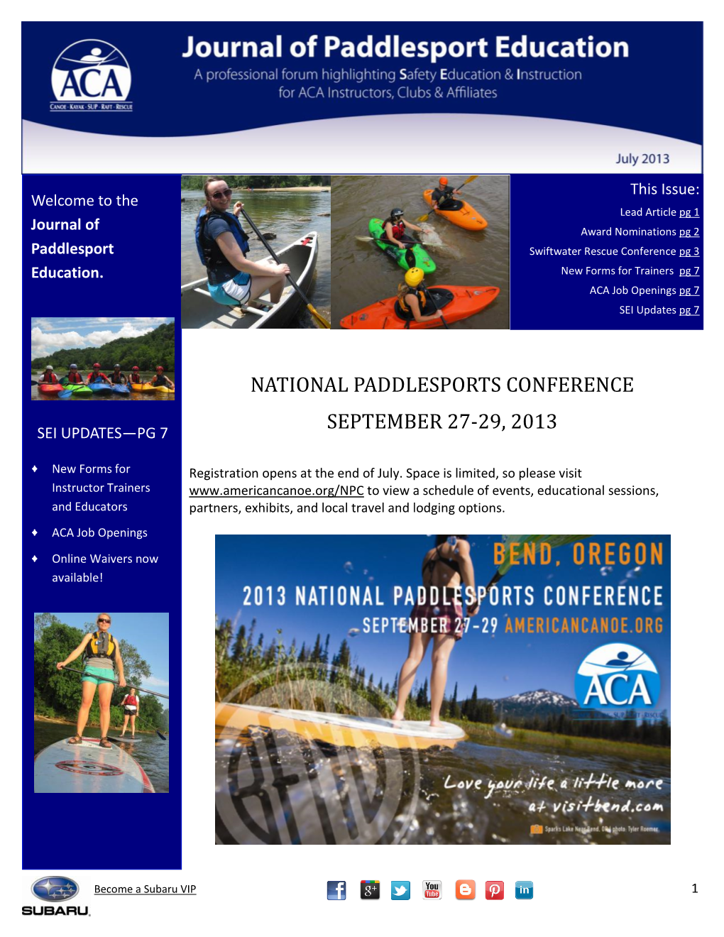 National Paddlesports Conference September 27-29, 2013 Sei Updates—Pg 7