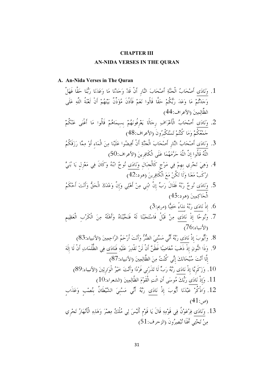 CHAPTER III AN-NIDA VERSES in the QURAN A. An-Nida Verses in the Quran