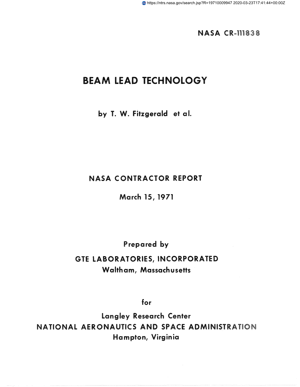 Beam Lead Technology