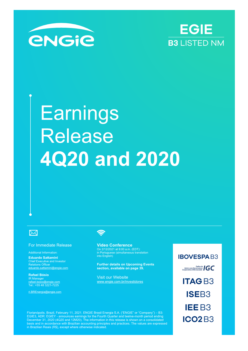 Earnings Release 4Q20 and 2020